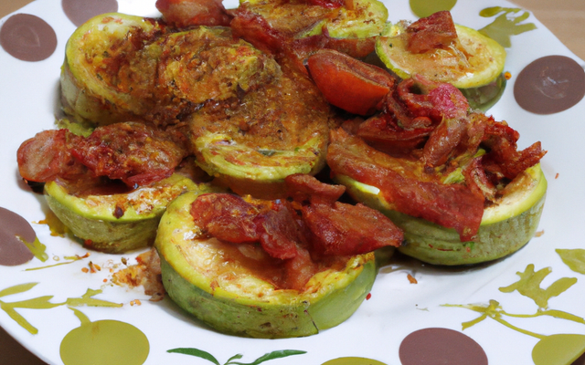Courgette à la tomate, aux lardons et épices
