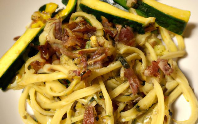 Pâtes aux courgettes et aux lardons
