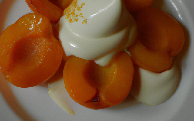 Abricots rotis au miel sur crème mousseuse