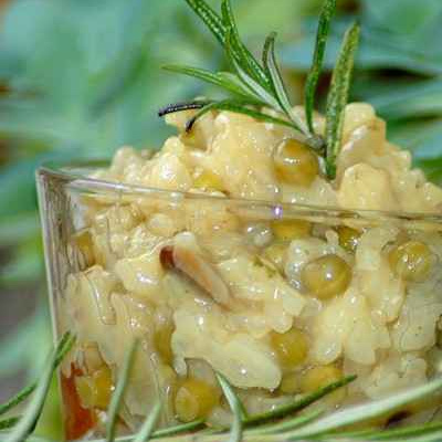 Risotto aux champignons frais et petits pois