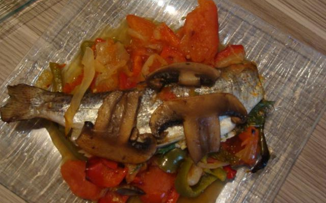 Truite aux poivrons et champignons