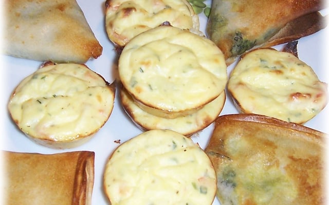 Bouchées apéritives saumon, ricotta, ciboulette