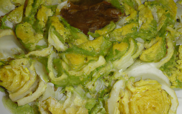 Rosace de pain bio à l'aiglonne, tombée de chou, sauce vive