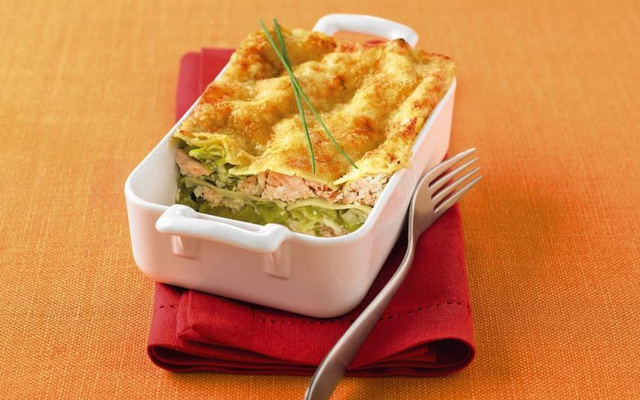 Lasagnes Tofu Soyeux de saumon et poireaux