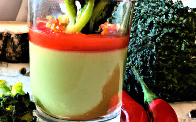 Verrine crème de brocolis et gelée de piment d'espelette