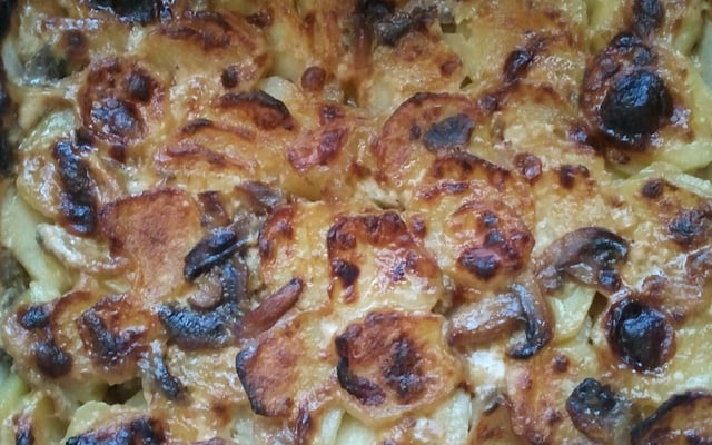 Gratin de pommes de terre aux champignons de Paris