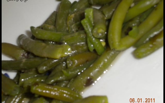 Haricots verts cuits au court bouillon aux algues