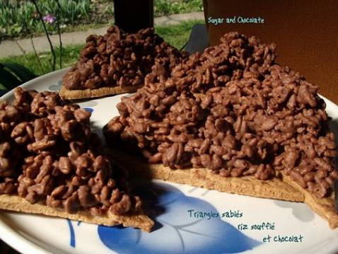 Triangles sablés, riz soufflé au chocolat