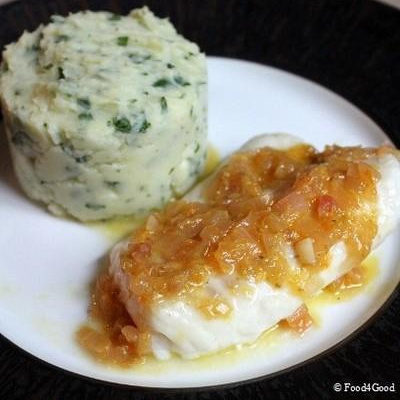 Cabillaud aux agrumes, écrasé de pommes de terre aux herbes fraîches