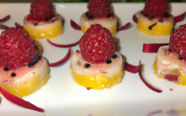 Canapé de surumi aux framboises