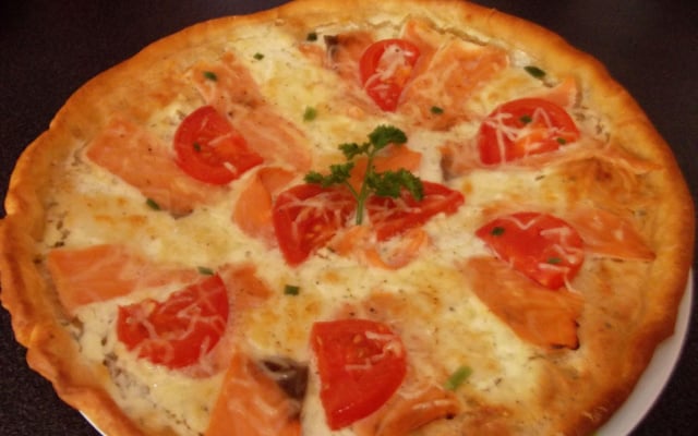 Pizza au saumon et Boursin