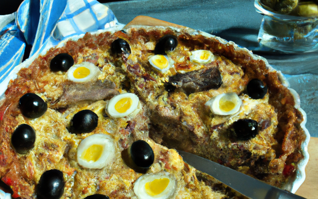 Quiche au thon, anchois et olives