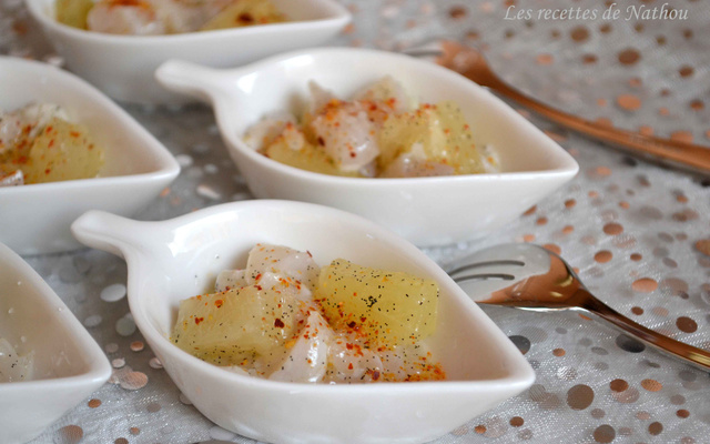 Cuillères au tartare de Saint-Jacques et ananas à la vanille