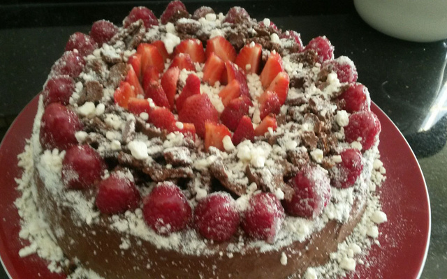 Fondant au chocolat noir et aux framboises