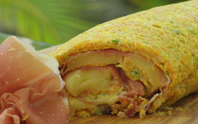 Roulé de carottes et courgettes au jambon et fromage