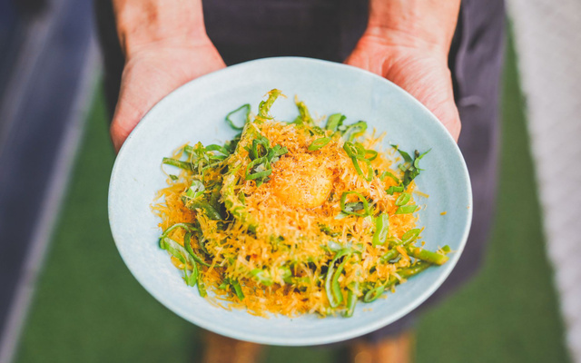 Haricots Carbonara aux champignons et mimolette