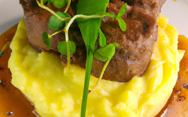 Parmentier de filet de lièvre à la royale aux 2 purées