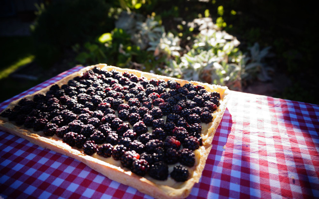 Tarte aux mûres et à la crème pâtissière