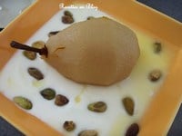 Poire au safran et son yaourt au miel