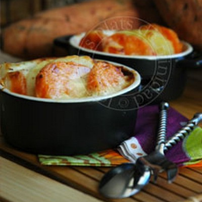 Gratin fondant aux 3 P (patate douce, pomme de terre, pomme-fruit)