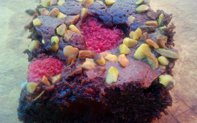 Brownie fondant aux framboises