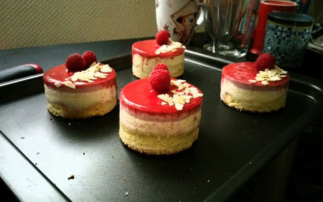 Bavarois framboise chocolat blanc noix de coco