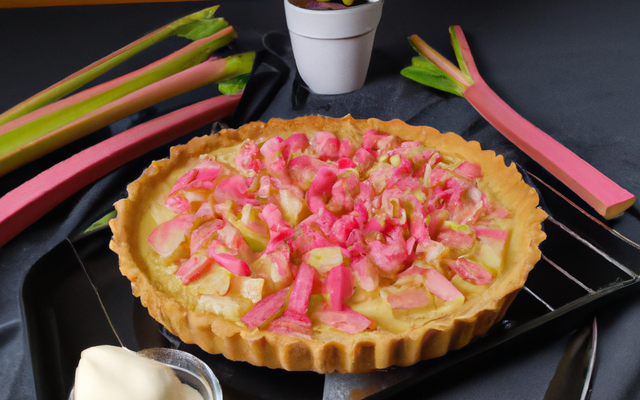 Tarte à la rhubarbe à la crème vanillée