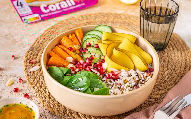 Bowl croquant aux tranches végé curry cumin