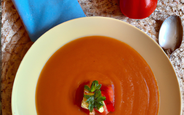 Soupe de tomates avec des morceaux de pommes de terre