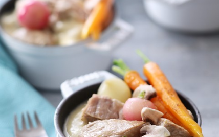 Blanquette de veau en noir et blanc