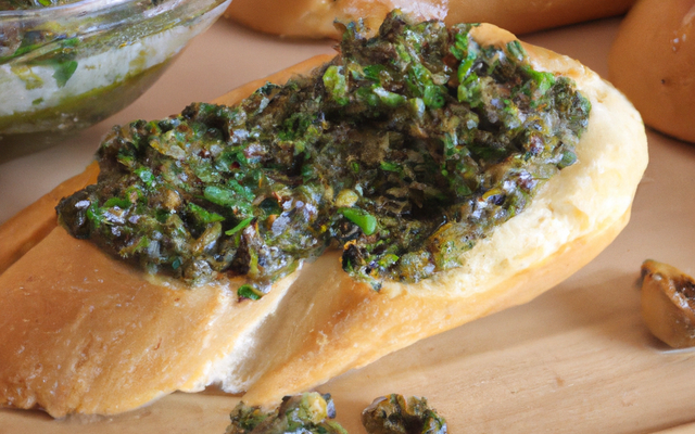 Baguette à la tapenade verte