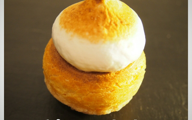 Choux citron meringuée - Poire pochée