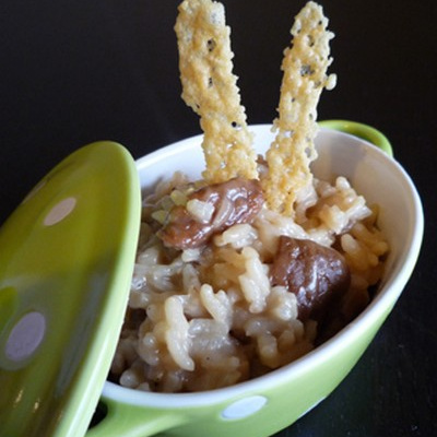 Risotto aux cèpes et gressins de parmesan croustillants