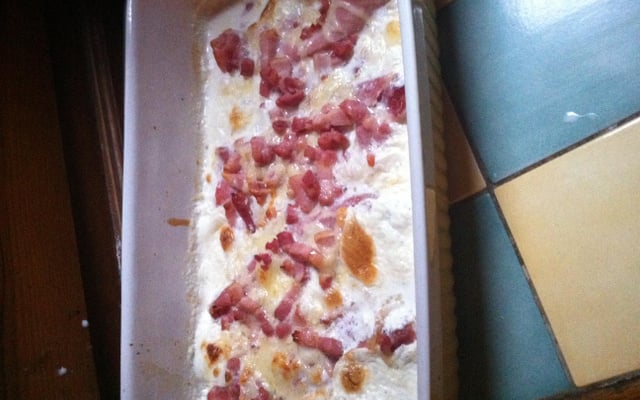 Roulades de jambons avec ses lardons champignons sa crème râpé