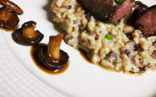 Filet pur de bœuf Irlandais - Risotto aux morilles - Légumes sautés - Sauce au chocolat