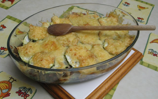 Gratin de viande et courgettes