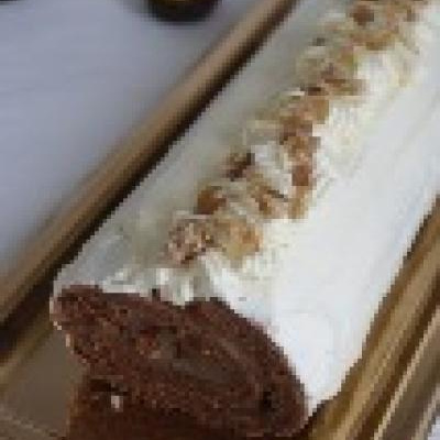 Bûche aux marrons, ganache chocolat blanc