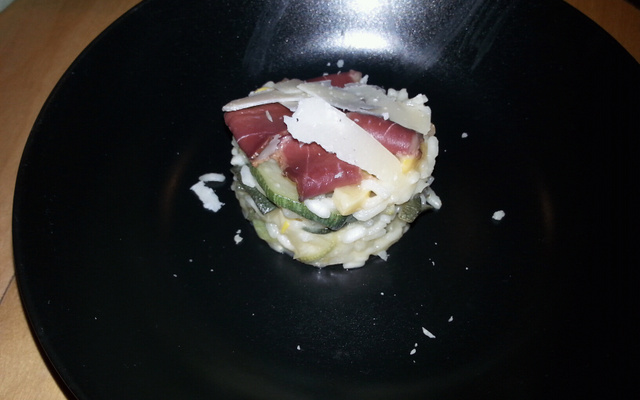 Risotto courgettes et magret de canard séché
