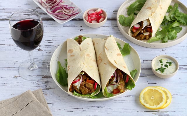 Wraps d'agneau du Périgord IGP aux épices et crudités