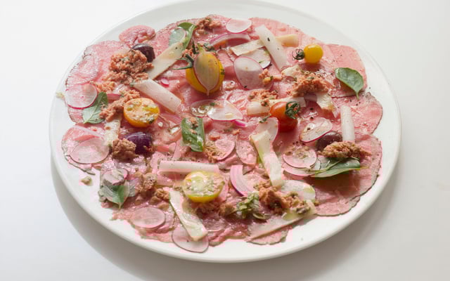 Carpaccio de bœuf poudre glacée de Sauce Pizza
