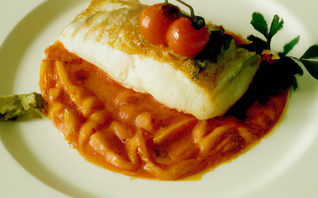 Dos de cabillaud aux écailles de tomates