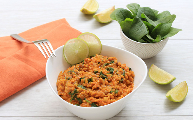 Curry aux Céréales & Lentilles aux épinards et curcuma