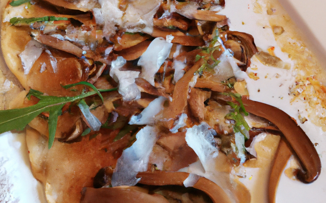 Carpaccio de champignons et parmesan au vinaigre balsamique avec étoiles dorées de pains chauds  aromatisés