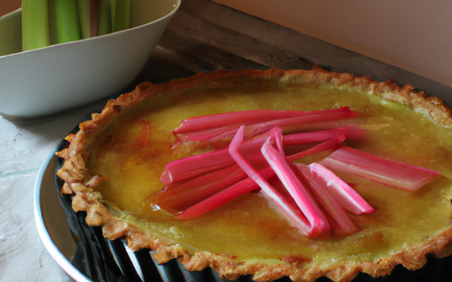 Tarte à la rhubarbe et son flan
