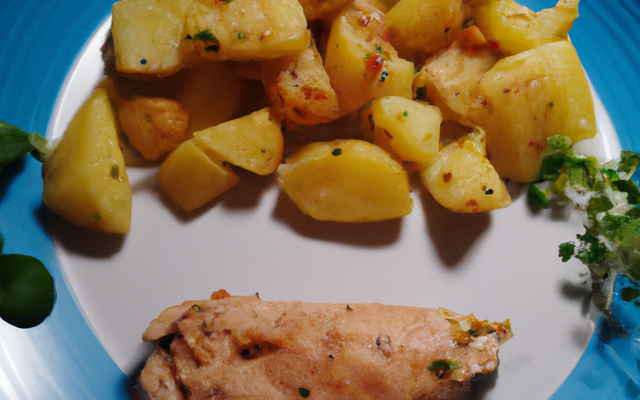 Pomme de terre au bleu acompagner d'un filet de poulet