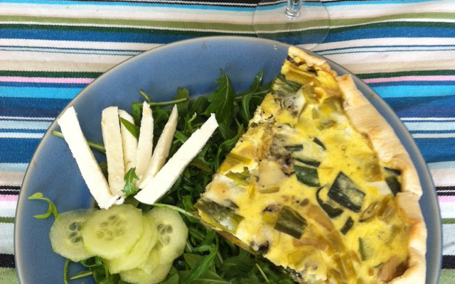 Quiche poireaux champignons au roquefort