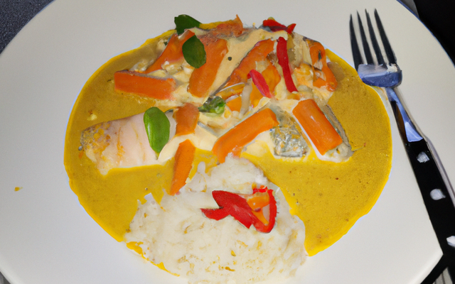 Curry de dorade surimi au lait de coco et poivron