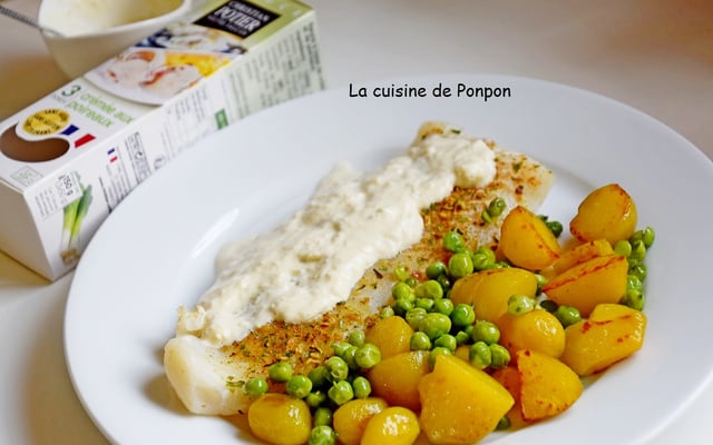 Filet de cabillaud cuit à basse température et sauce aux poireaux