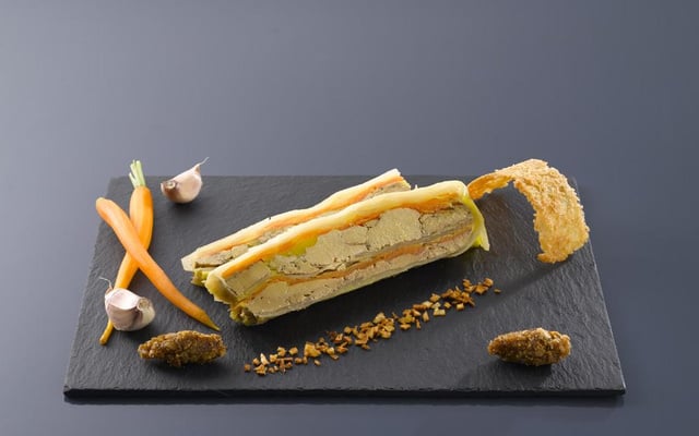 Terrine arlequin de foie gras à l'ail