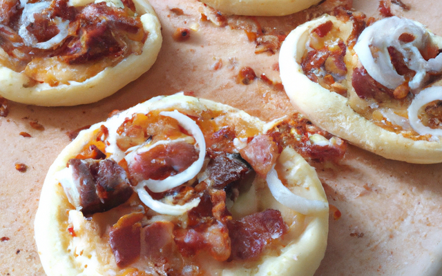 Mini pizza au chèvre, lardons fumés et ses oignons